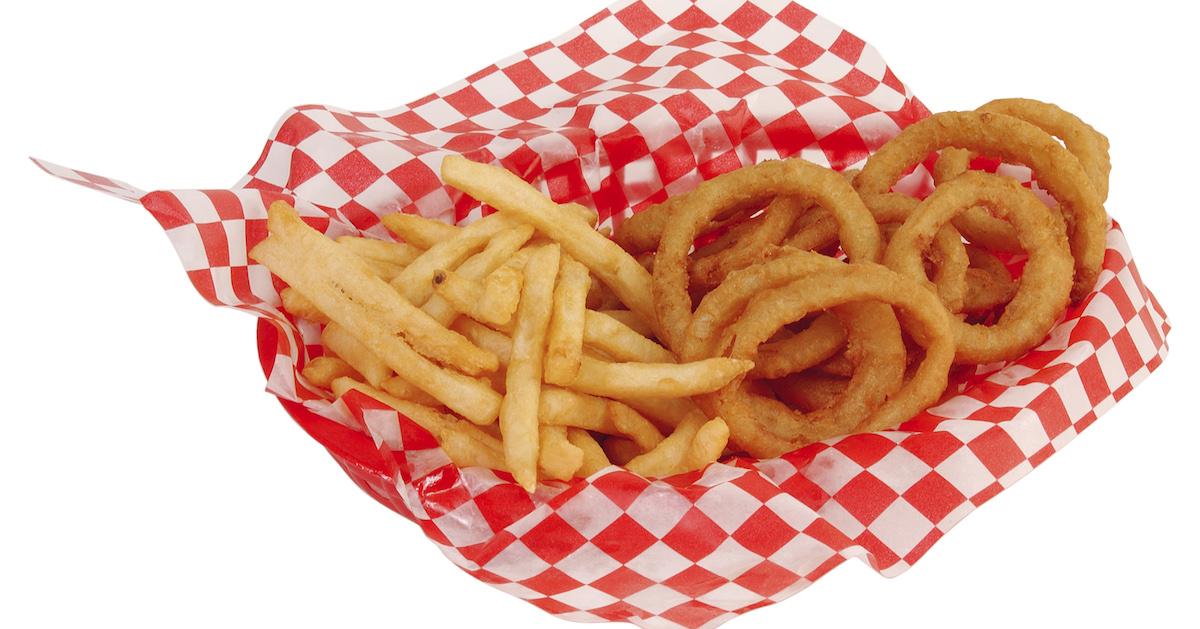 French fries and onion rings