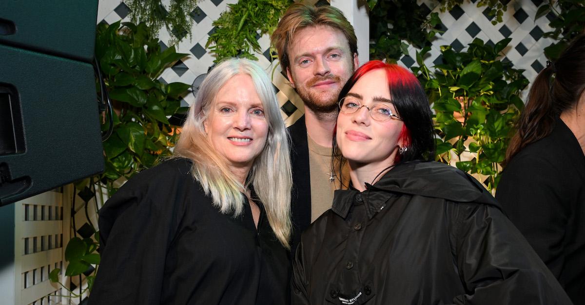 Maggie Baird, Finneas O'Connell, and Billie Eilish pose together at Support + Feed's 2023 fall fundraiser at APB/NikuNashi on Oct. 24, 2023 in Los Angeles. 